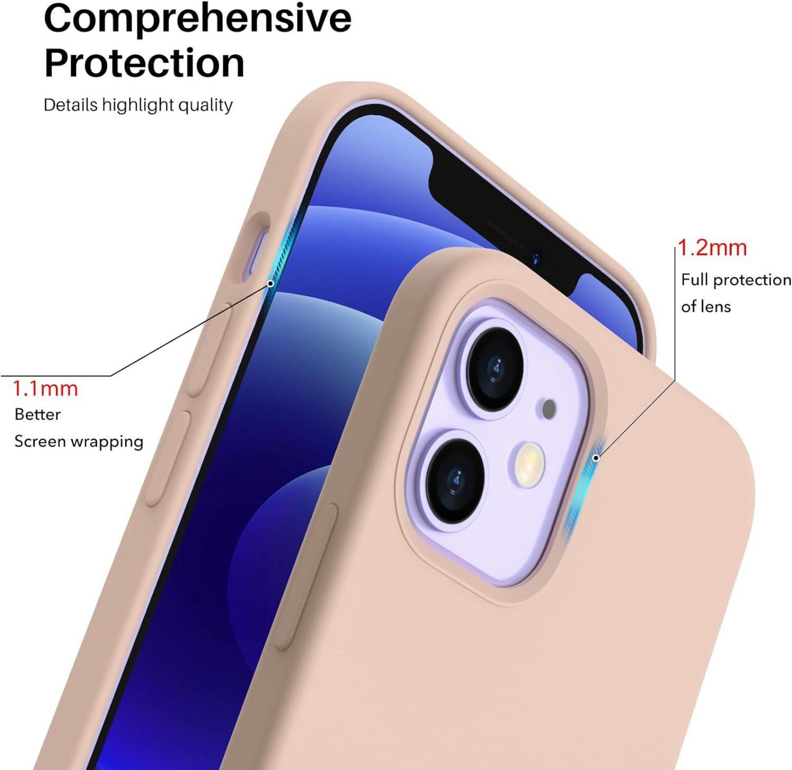 ORNARTO iPhone 12/12 Pro Silikon Case 6,1 Zoll Sandrosa - Flüssig Silikon Hülle full Schutz