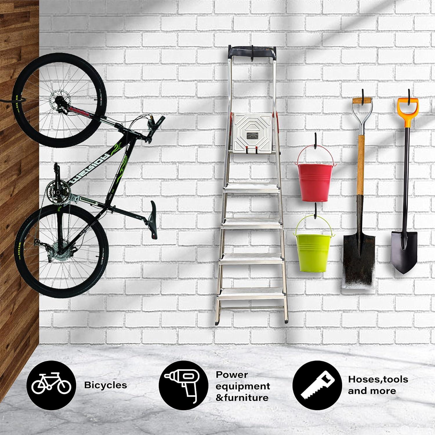 Fahrradhaken 8er Set PVC-beschichtet Schwerlast Wandhalterung Schwarz