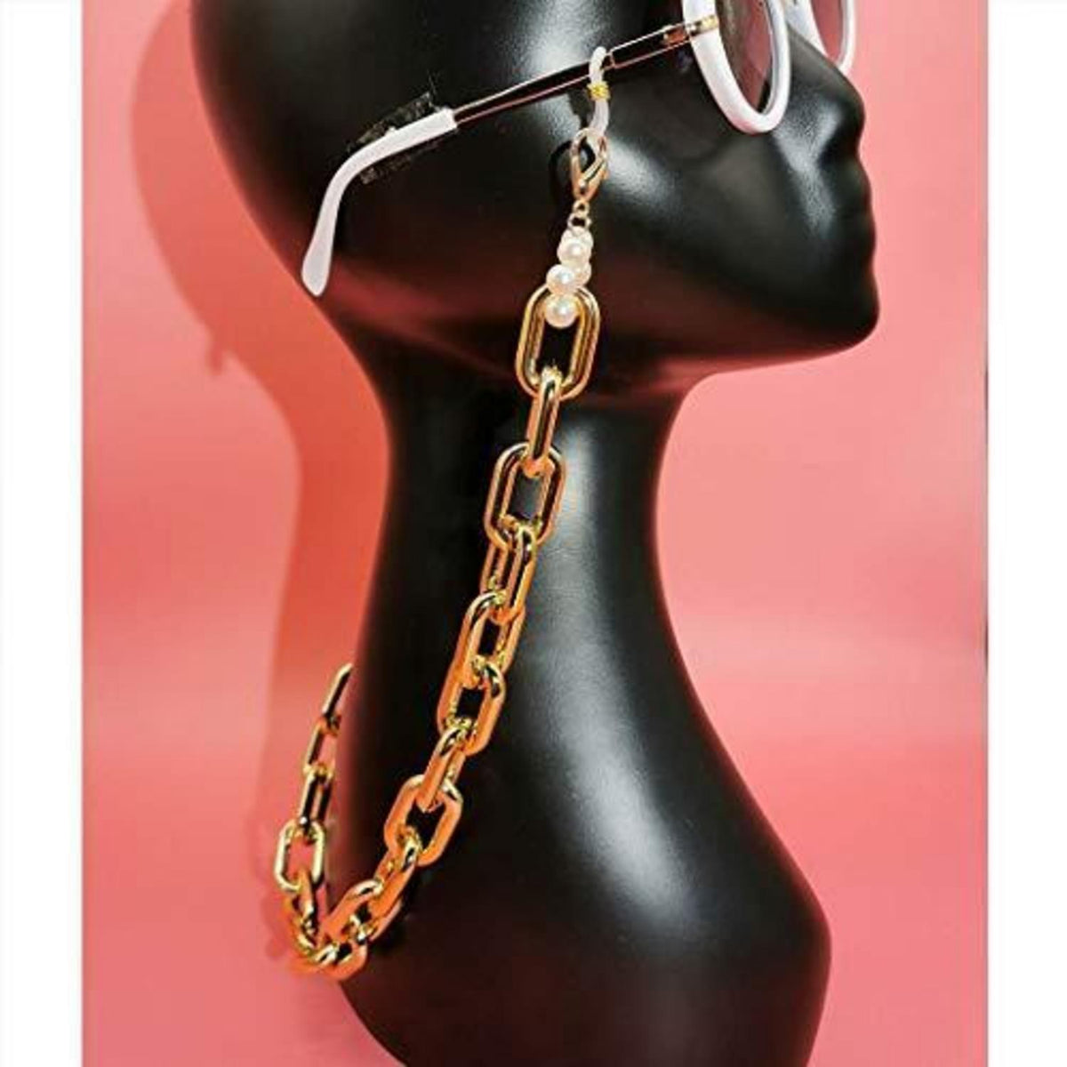 Goldene Perlen Sonnenbrillen Kette – Gesichtsmaskenband 68cm