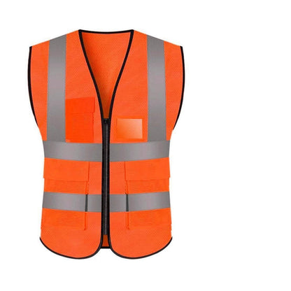 Warnweste Mesh mit Taschen und Reißverschluss, Orange, 3XL