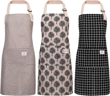 Küchenschürze 3er Set Baumwolle Leinen Wasserdicht Verstellbar Taschen