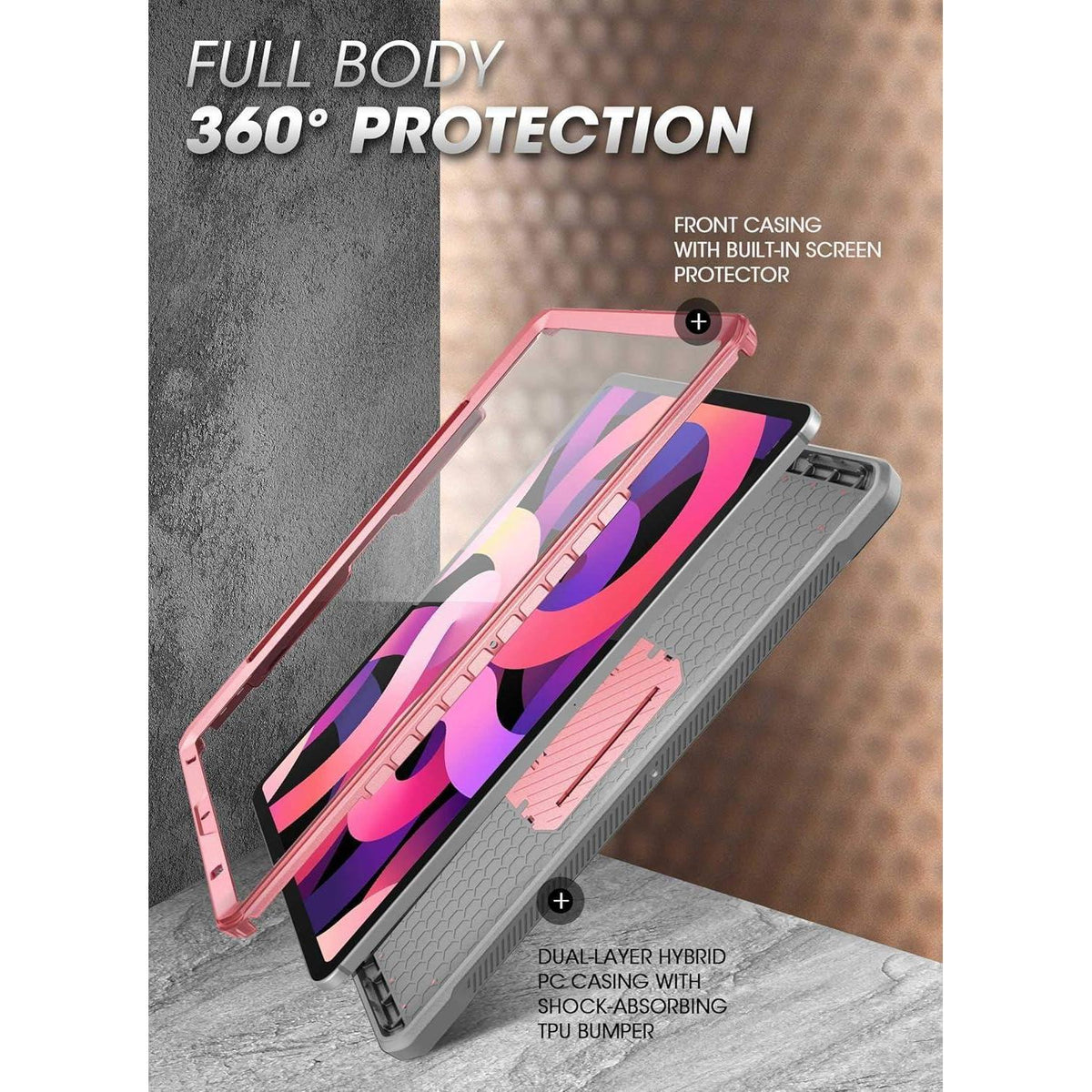 iPad Air 4 (2020) Hülle mit Ständer & Pencil Halter (Rosa)