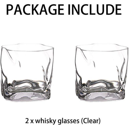 Whiskygläser Set 2 Stück Unregelmäßig Gekippt 250ml Klar