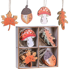 Herbst Deko Hänger 24er Set Ahornblatt Kiefernzapfen Pilz