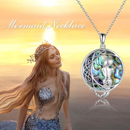 Meerjungfrau Halskette 925er Silber Abalone Shell 24mm 18+2 Zoll