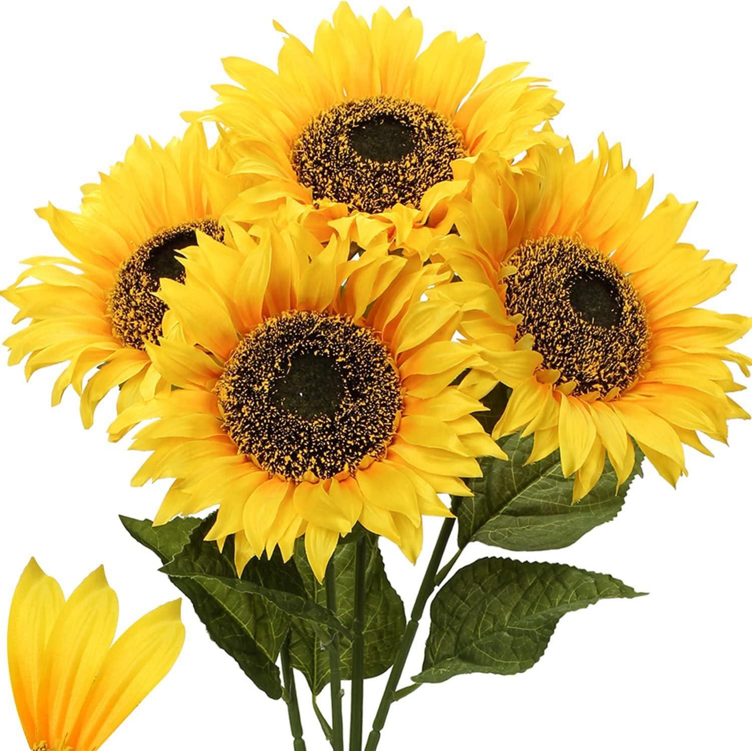 Dekorative Künstliche Sonnenblumen Groß Seidenblumen 4 Stücke 8 Zoll
