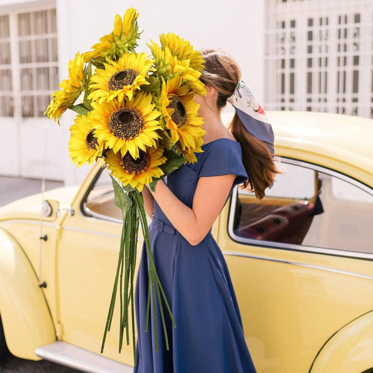 Künstliche Sonnenblumen Groß Dekoration 3 Stücke 22.8cm Gelb Bouquet