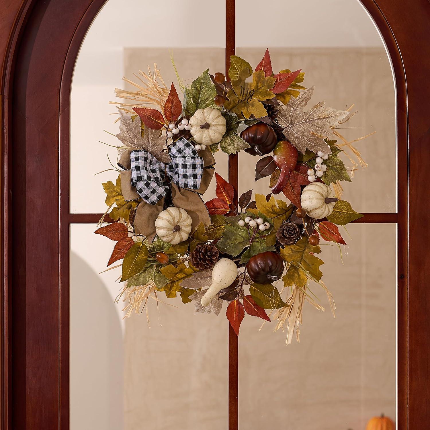 Herbstkranz Türkranz Kürbis Deko Tisch Tür Haustür 45cm