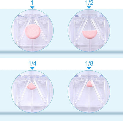Opret Tablettenteiler für große und kleine Tabletten - Transparente Farbe - mit Reinigungsbürste