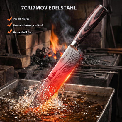5-tlg. Edelstahl Küchenmesser Set mit Griff