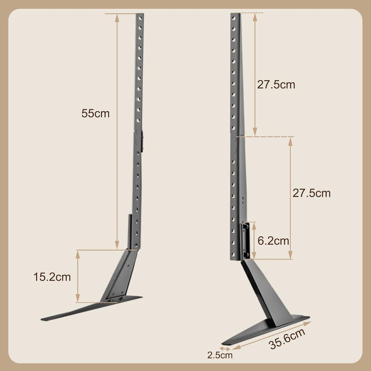 Höhenverstellbarer Universal TV Standfuß für 22-65 Zoll Fernseher VESA 75x75mm bis 800x400mm bis zu 50kg