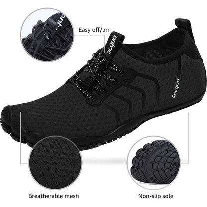 Aqua Schuhe Herren Damen Schnelltrocknend Barfußgefühl Schwarz