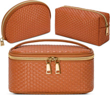 Kosmetiktasche Damen Make Up Kulturbeutel 3tlg. Set PU-Leder