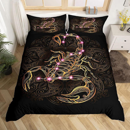 Exotischer Bettbezug Set Schwarz Gold Mandala Retro Stil 220x240