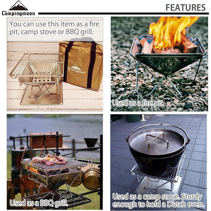 Mini Holzkohlegrill Edelstahl 24,5cm mit Tragetasche