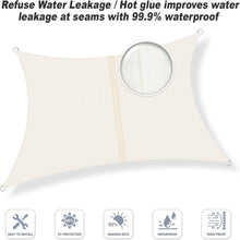 Wasserdichtes Sonnensegel 2x3m Creme mit 95% UV-Schutz