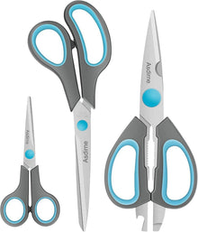 Multifunktionale Küchenschere Set 3-tlg. Edelstahl Blau/Grau