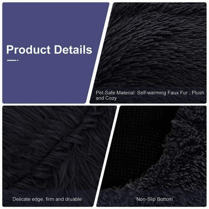 Rundes Hundebett Donut – Weiches Kissen für Hunde & Katzen Schwarz 90x90cm