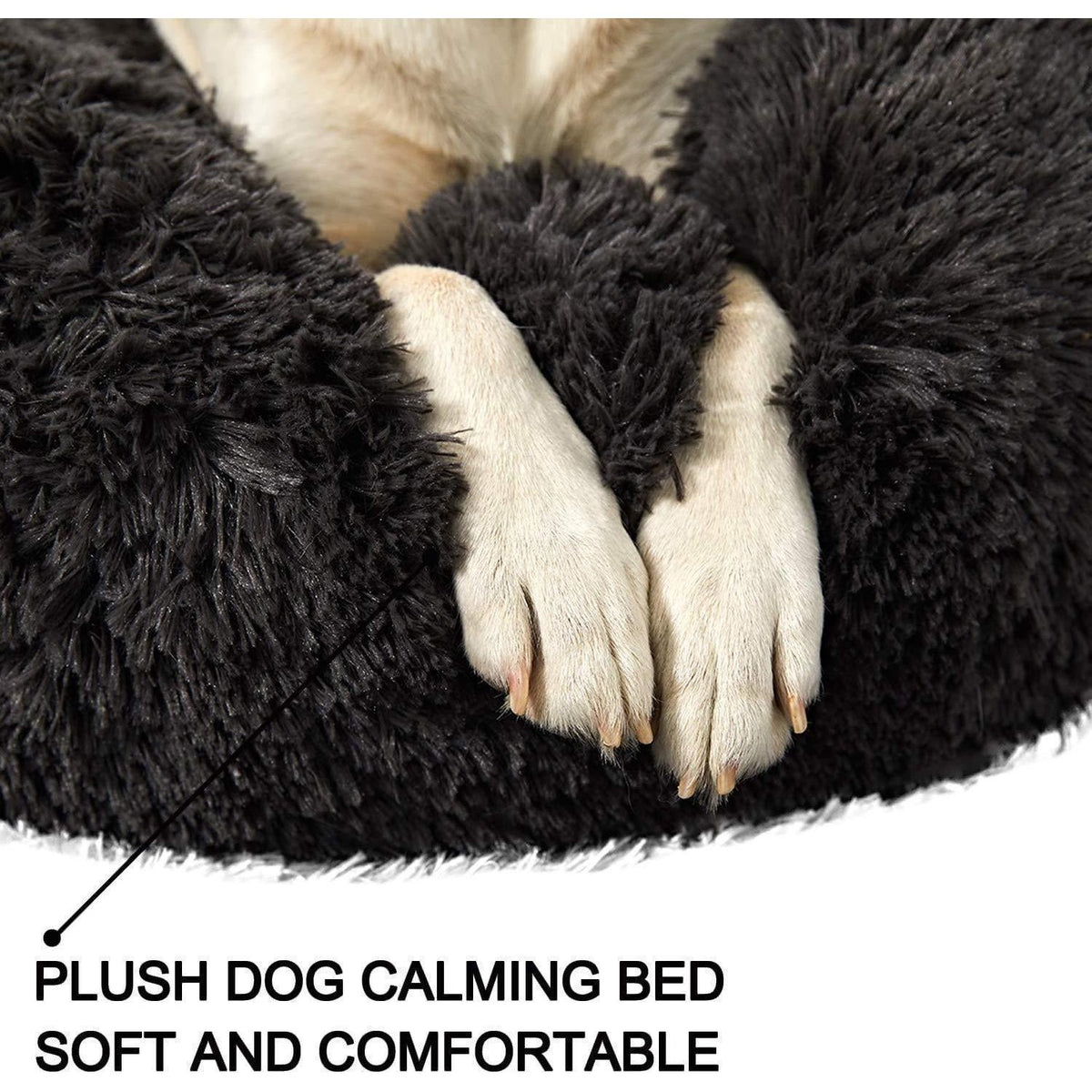 Rundes Hundebett Donut – Weiches Kissen für Hunde & Katzen Schwarz 90x90cm
