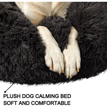 Rundes Hundebett Donut – Weiches Kissen für Hunde & Katzen Schwarz 90x90cm