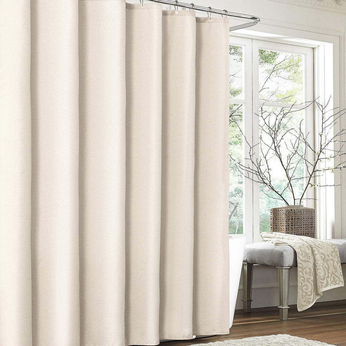 Duschvorhang Leinen Anti Schimmel wasserdicht 182x182cm Beige