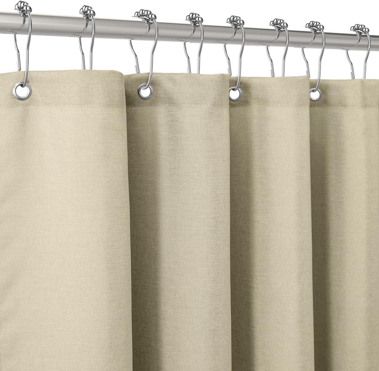 Duschvorhang Leinen Wasserdicht Anti Schimmel 182x182cm Taupe Schwerer