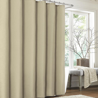 Duschvorhang Leinen Taupe 182x182cm Anti Schimmel Vorhang Set mit Metallhaken