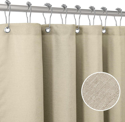 Duschvorhang Leinen mit Metall Duschvorhangringe Taupe 182x182 cm