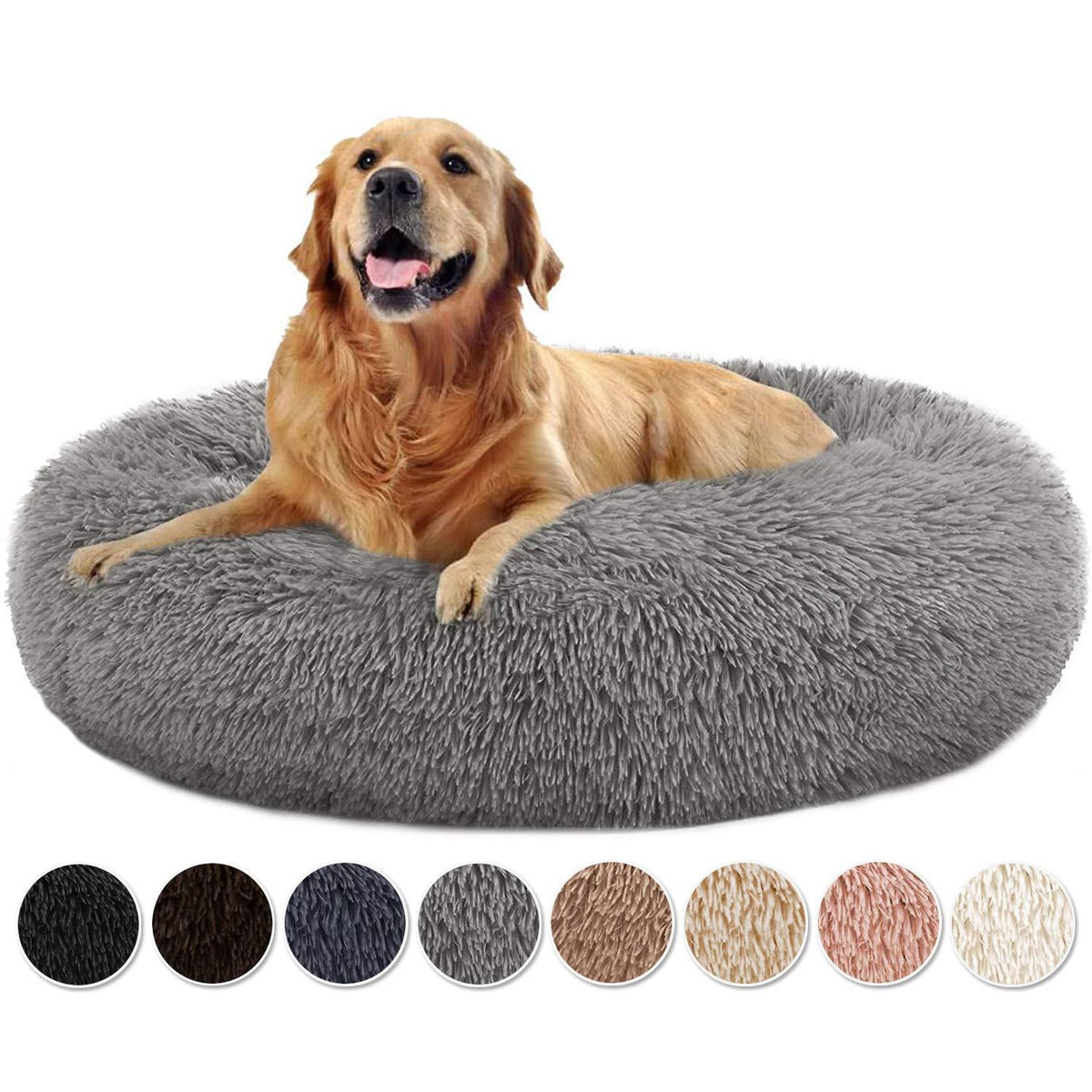 Rundes Hundebett Donut – Grau, 90x90x20cm