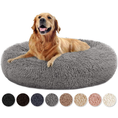Rundes Hundebett Donut – Grau, 90x90x20cm