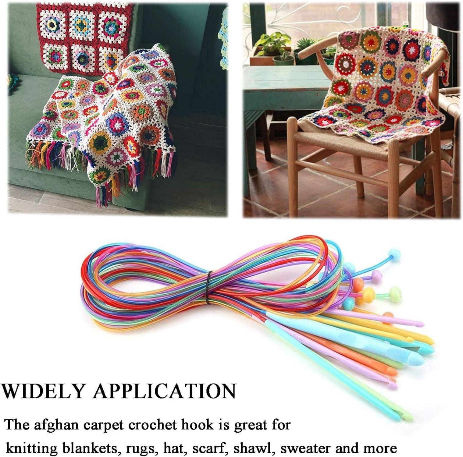 Coopay Kunststoff Tunesische Häkelnadeln Set 12 Stück Afghan Häkelnadeln 3,5-12mm
