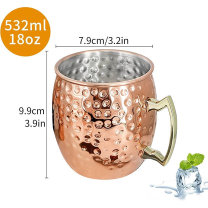 Moscow Mule Kupferbecher Set 530 ml 304 Edelstahl 7-teilig