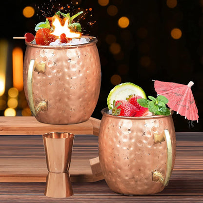 Moscow Mule Kupferbecher Set 530 ml 304 Edelstahl 7-teilig