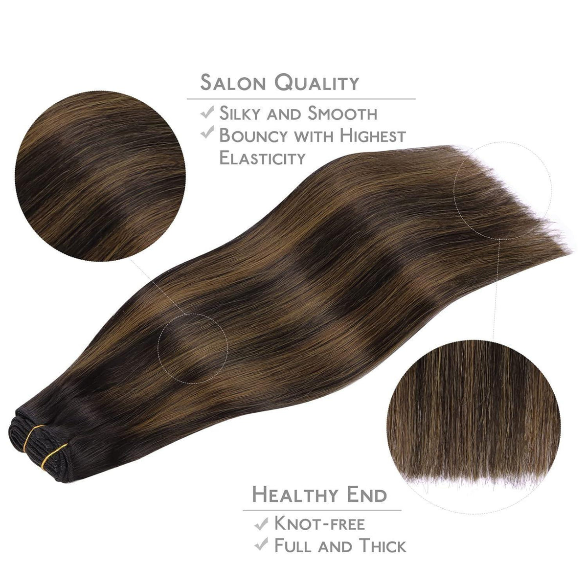 Clip in Echthaar Extensions Schwarz Braun Balayage 55cm
