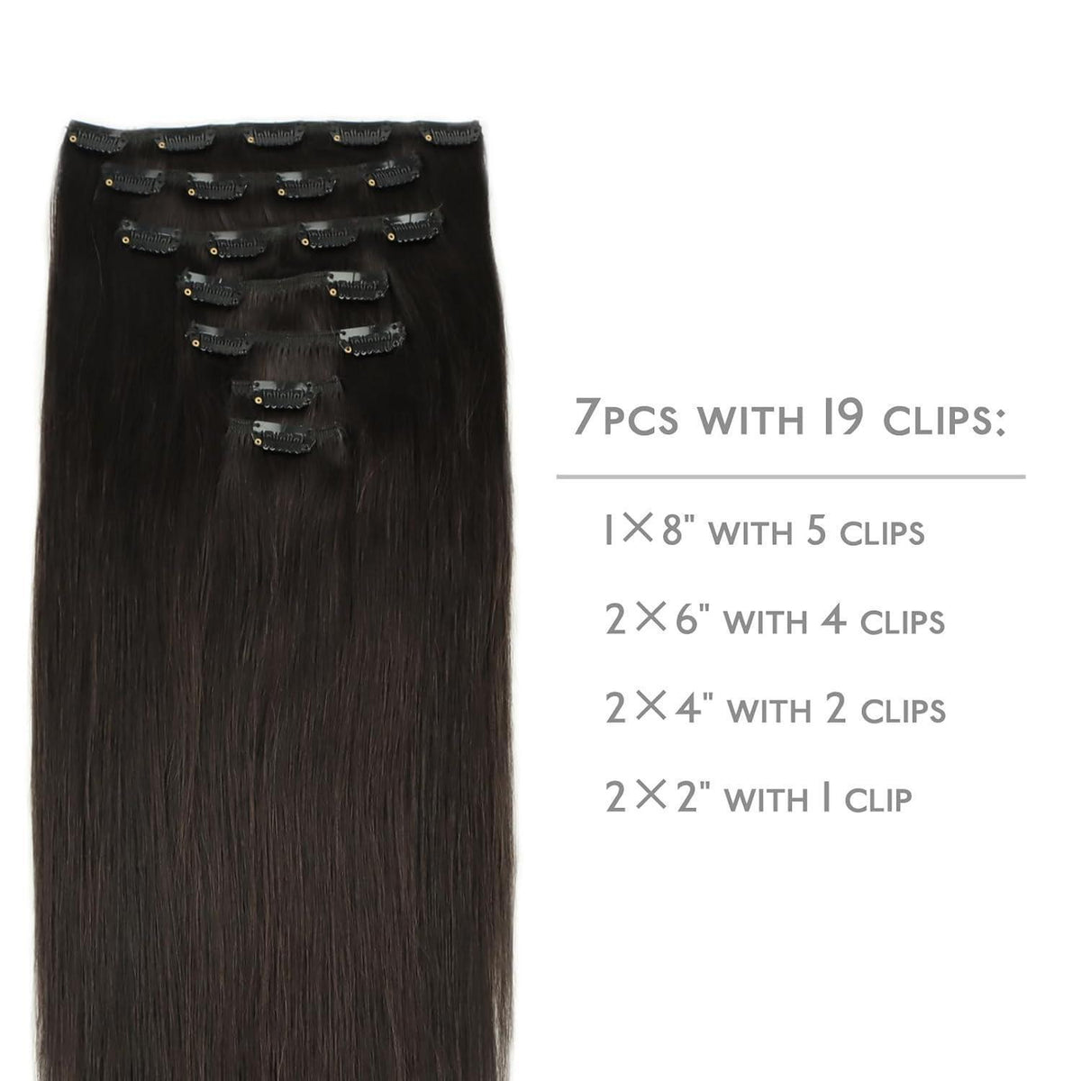 Echthaar Clip-Ins Dunkelbraun 60cm 120g