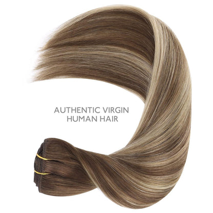 Clip-in Echthaarverlängerung Balayage Schoko-Blond 35cm