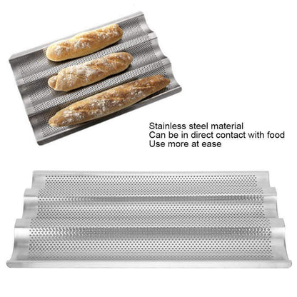 Baguette Backform Edelstahl 3-Rillen für Französisch Brot