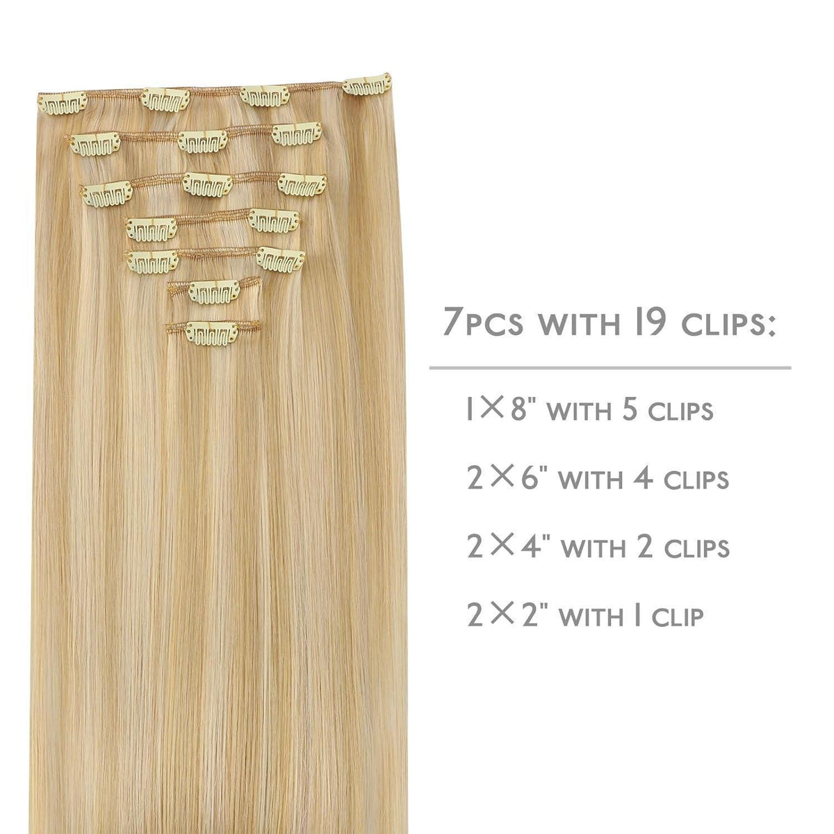 Echthaar Clip-Ins Hellblond Highlights 55cm