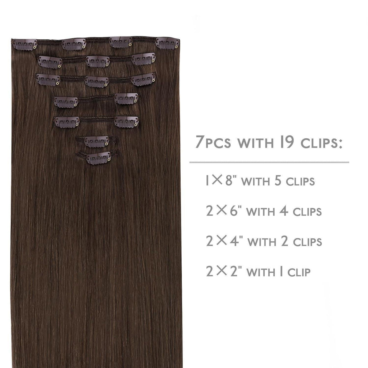 Echthaar Clip-Ins Schokoladenbraun 50cm 120g