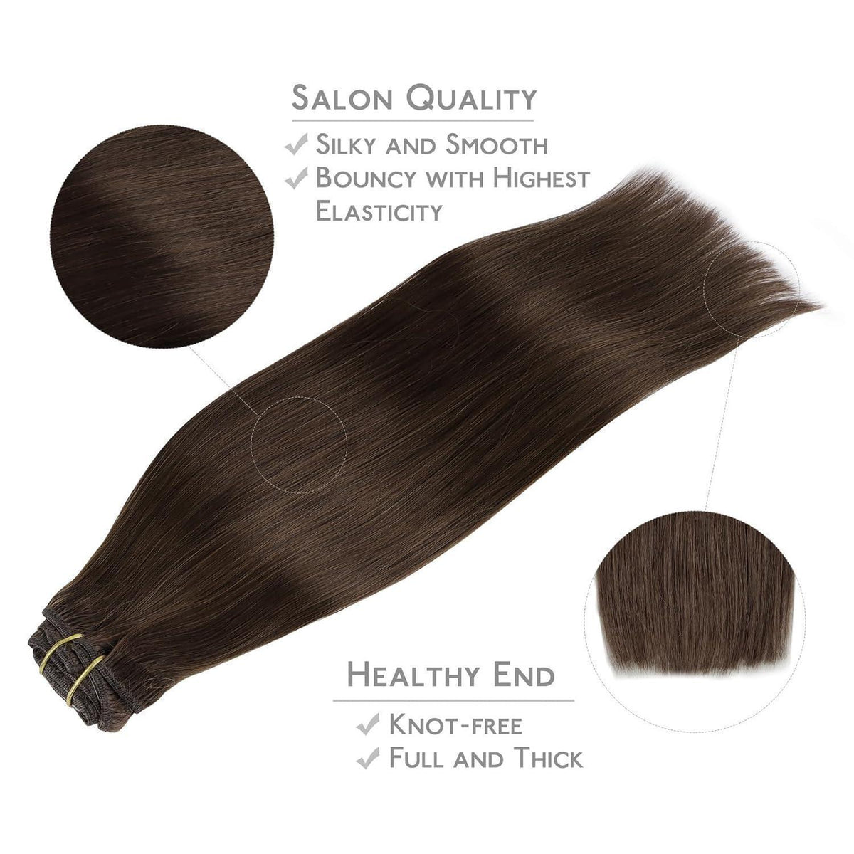 Echthaar Clip-Ins Schokoladenbraun 50cm 120g