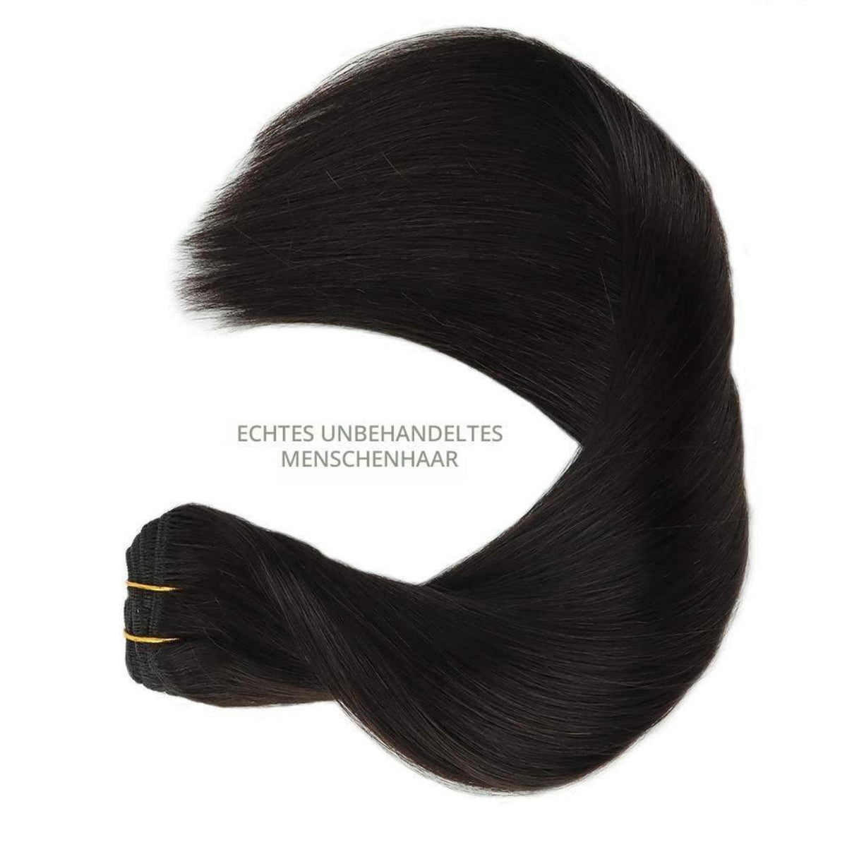 Clip-in Echthaarverlängerungen 35cm 120g 7tlg. Naturschwarz