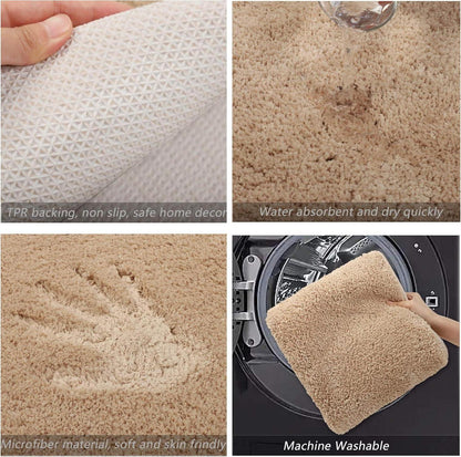 Mikrofaser Fußmatte Beige 60x90 Rutschfest Waschbar Eingangsmatte
