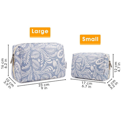 Kosmetiktasche Groß Blaues Blatt | Praktische Multifunktionale Make-up Tasche