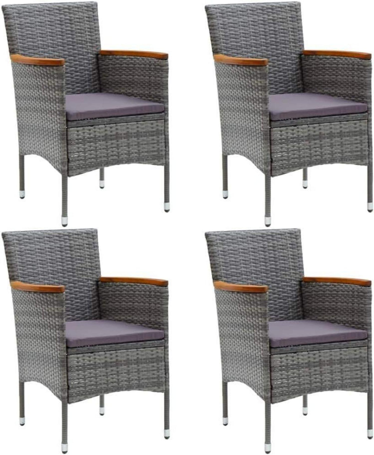 Garten Essstuhl 4er-Set Poly Rattan Grau