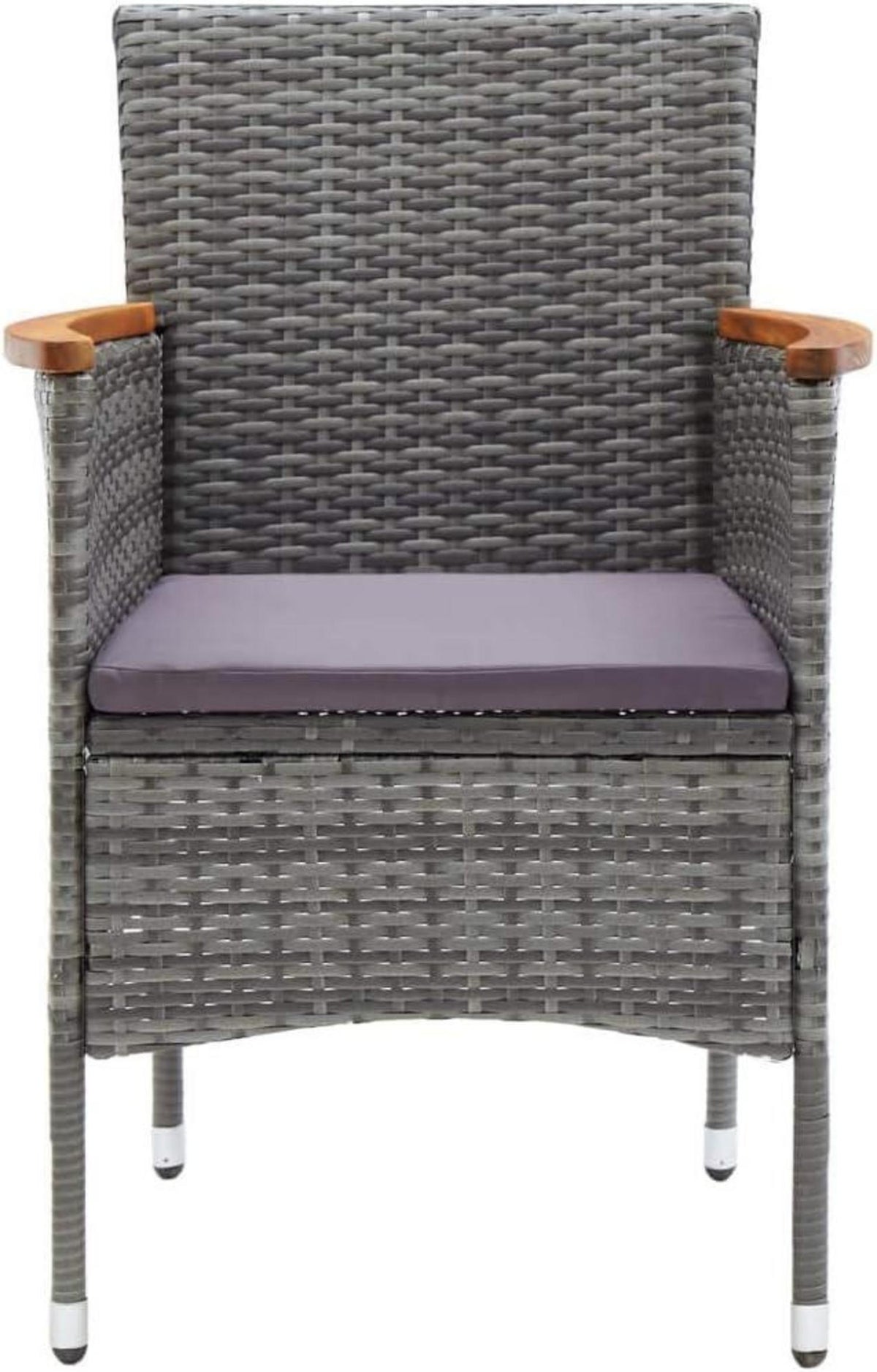 vidaXL 4er Set Gartenstühle Akazienholz Rattan Grau