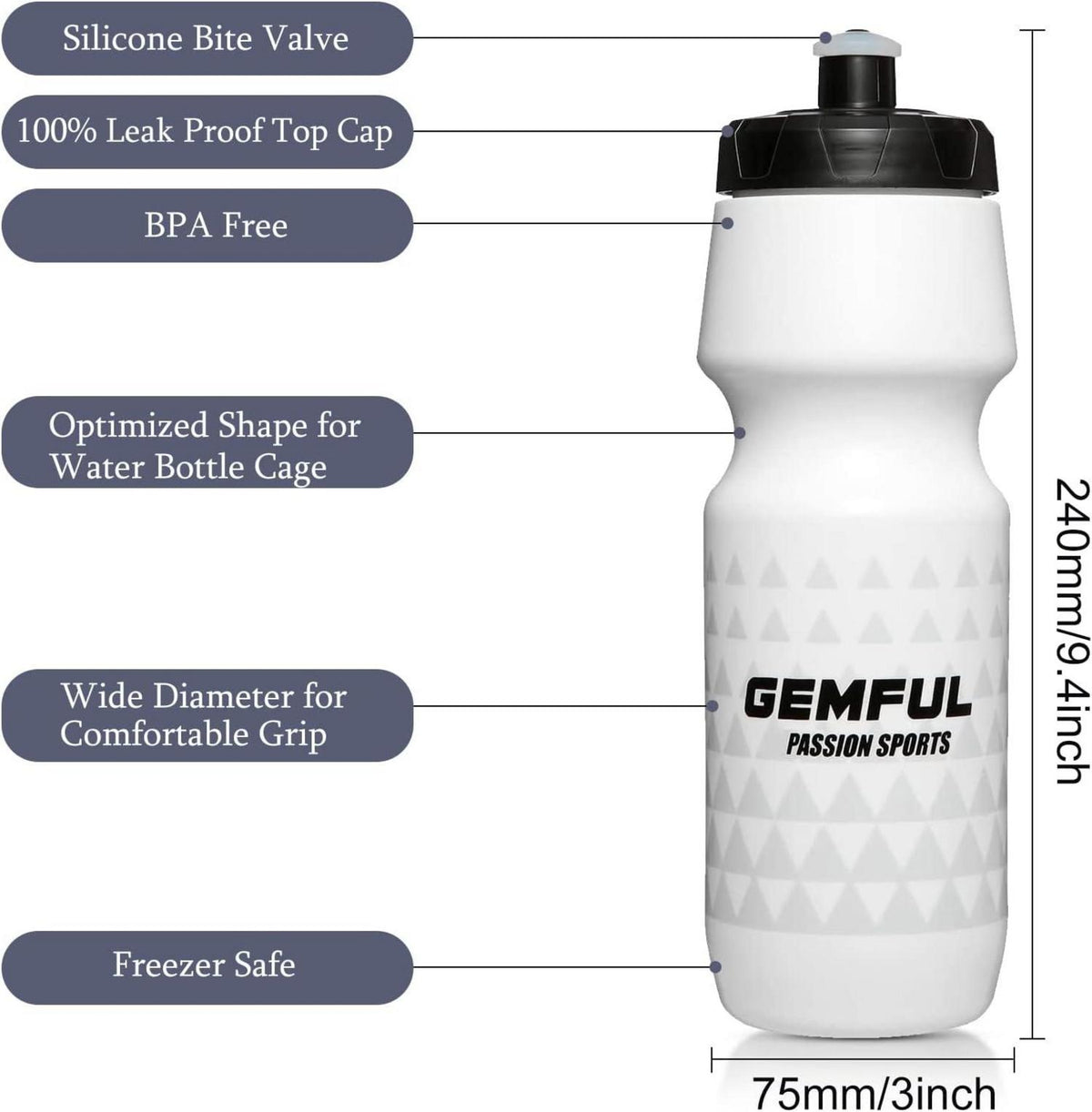 Fahrrad Trinkflasche 750ml BPA Frei Auslaufsicher Gym Flasche