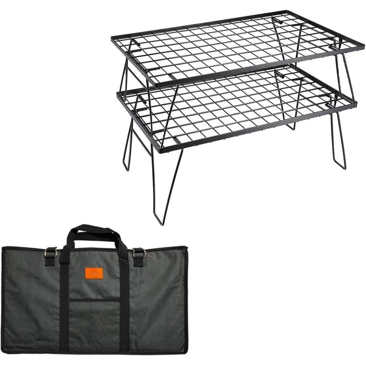 Camping Aufbewahrungsregal 2er Set Stahl Schwarz mit Tragetasche