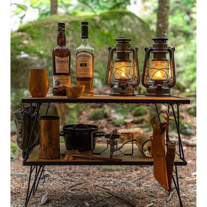 Camping Aufbewahrungsregal 2er Set Stahl Schwarz mit Tragetasche