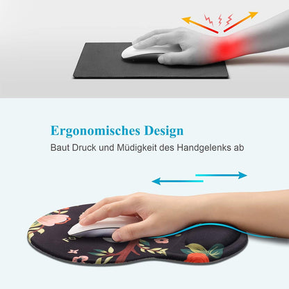 Ergonomisches Mauspad mit Gelkissen, rutschfest, Lycra-Bezug