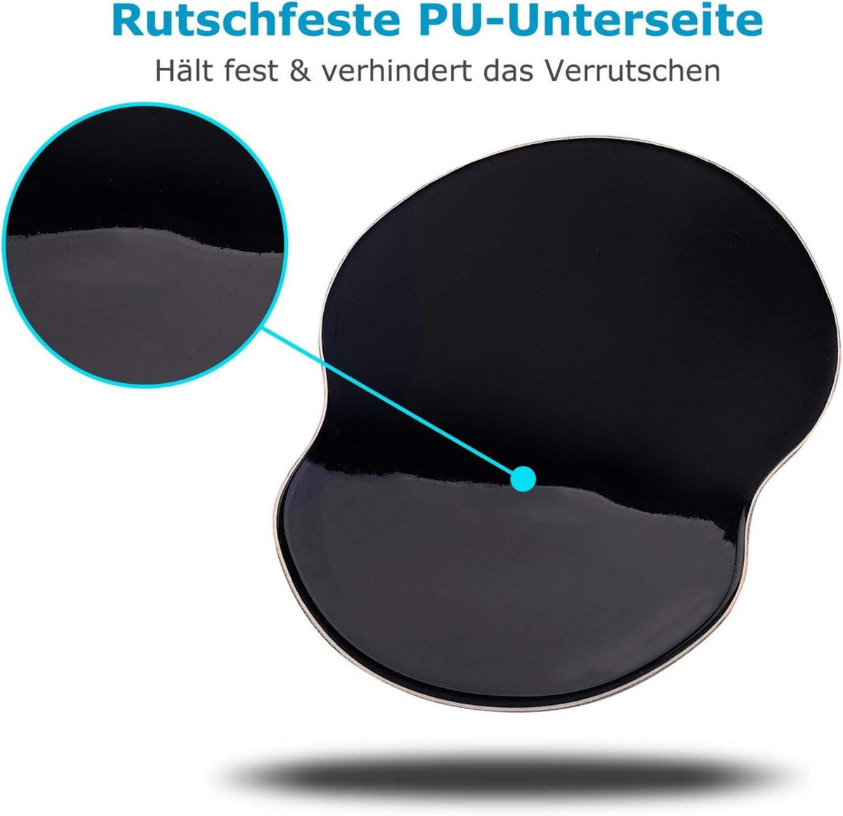 Ergonomisches Mauspad mit Gelkissen, rutschfest, Lycra-Bezug